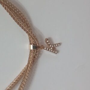 🎁💜5/$10 NWT FOREVER 21 Gold Letter K W/ Cz Braided Rope Necklace